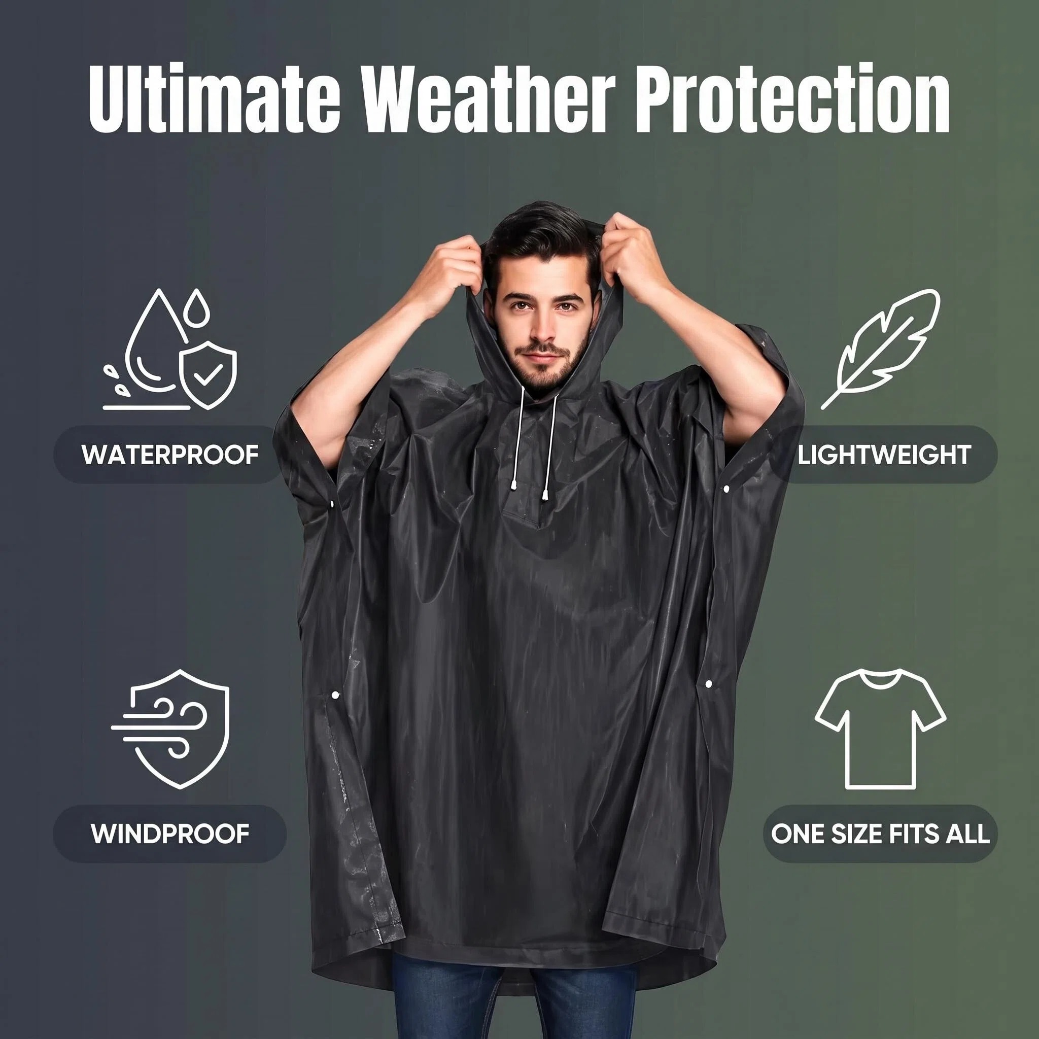 معطف مطر تكتيكي 3 في 1 للاستخد - مراجعة Emergency Poncho Rain وسعره